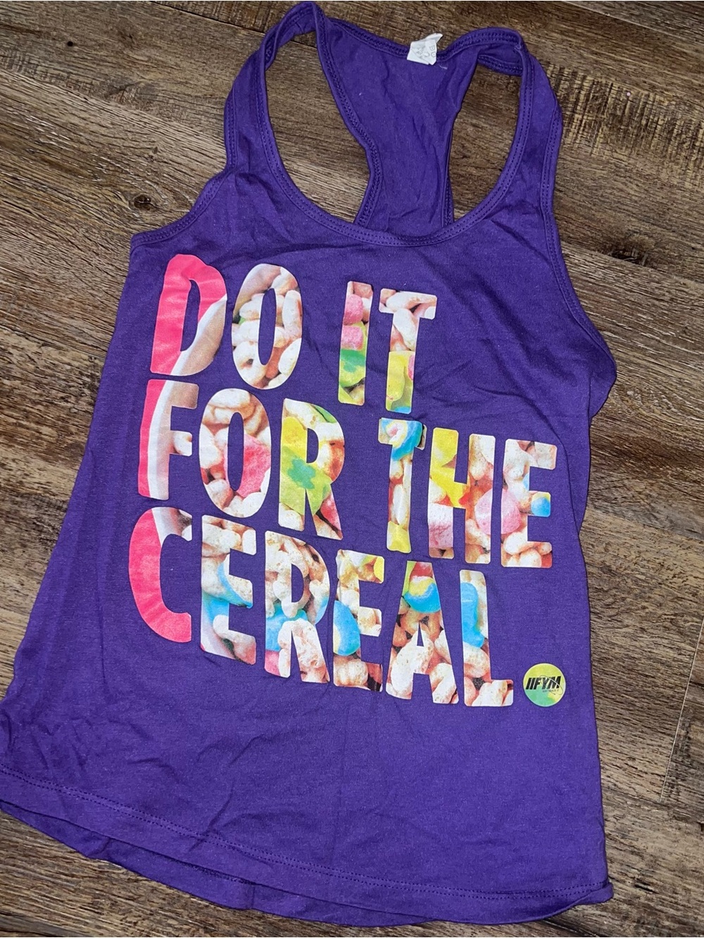 Purple Graphic Racerback Tank - "Do It For The Cereal"
